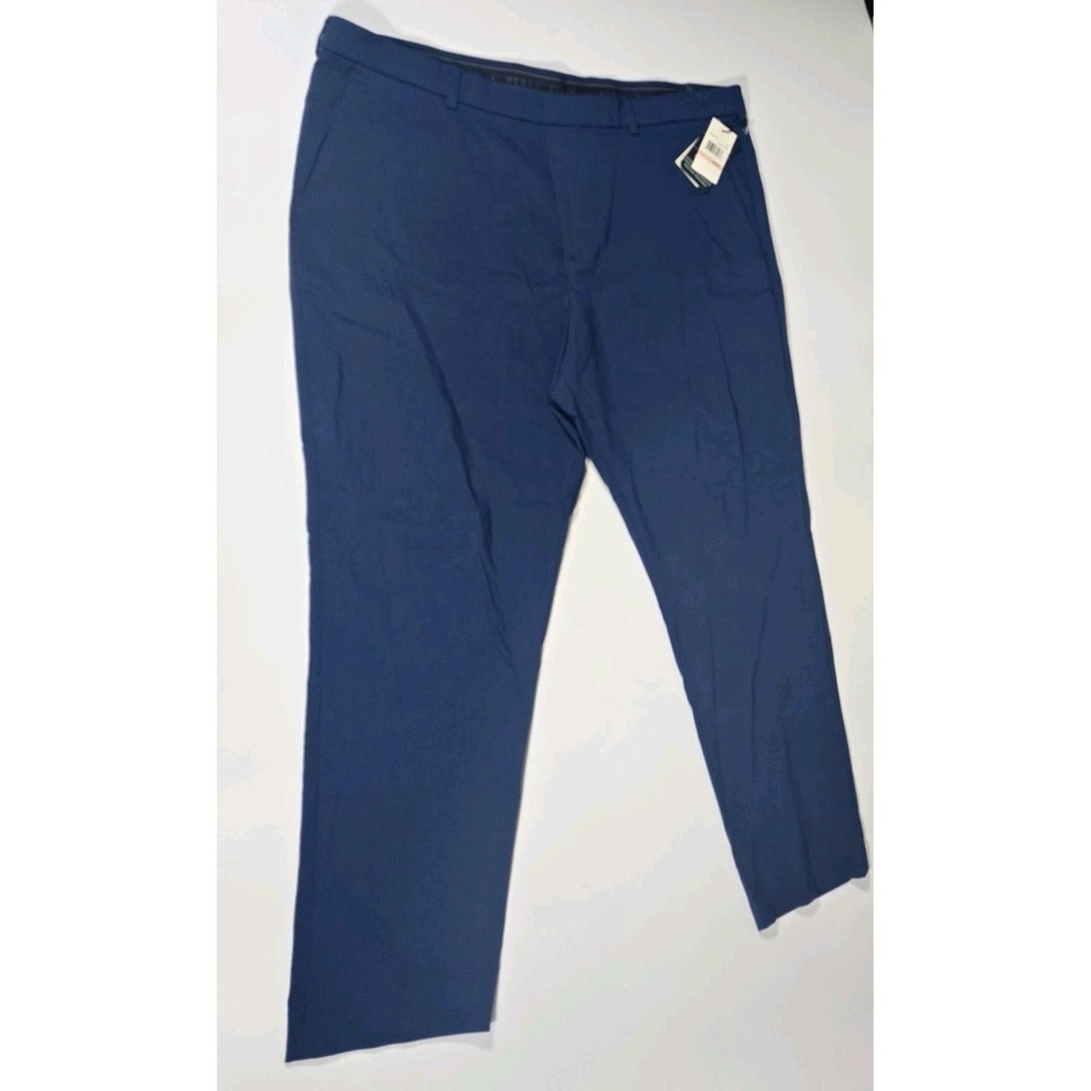 Perry Ellis Travel Luxe Slim Straight Dress Pants 40x32 Estate Blue NWT Flex